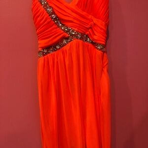 Strapless Orange Prom Dress